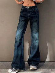 Vintage Washed Distressed Flare Jeans