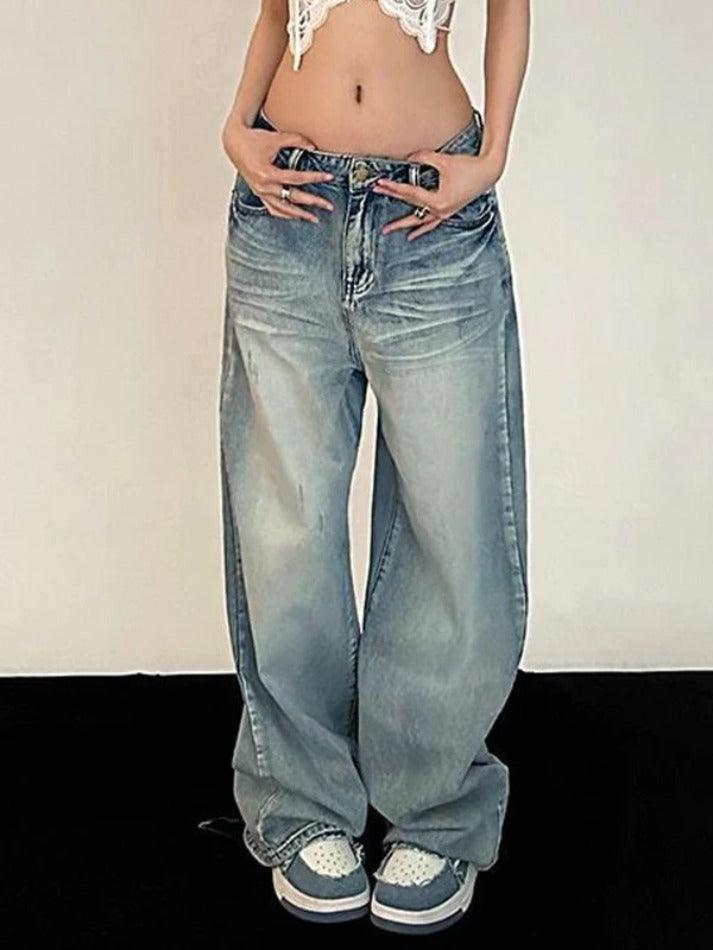 Vintage Washed Mopping Loose Boyfriend Jeans