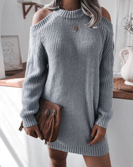 Halter Strapless Round Neck Sweater Mini Dresses