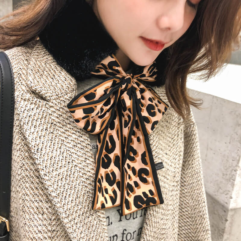 Faux Rabbit Fur Plush Leopard Print Infinity Scarf for Women