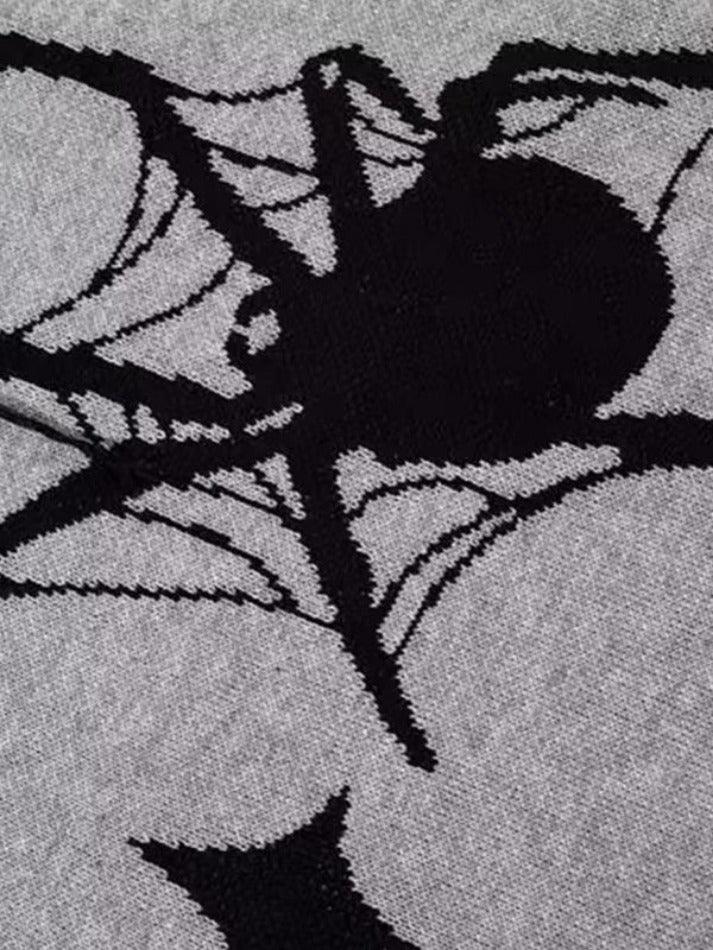 Spider Jacquard Tattered Hem Sweater