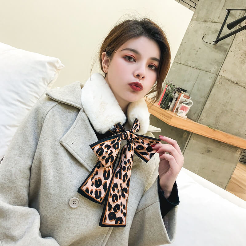 Faux Rabbit Fur Plush Leopard Print Infinity Scarf for Women