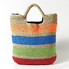 Boho Bag, Woven Rope Handbag, Alba Yellow Rainbow