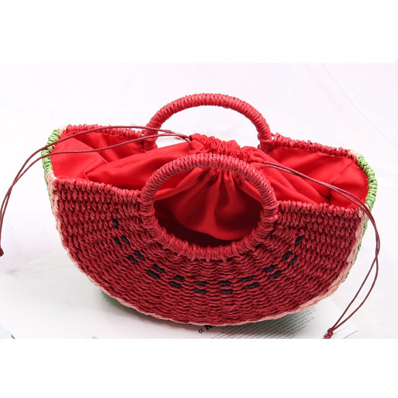 Boho Bag, Woven Rope Handbag, Alba Red Watermelon
