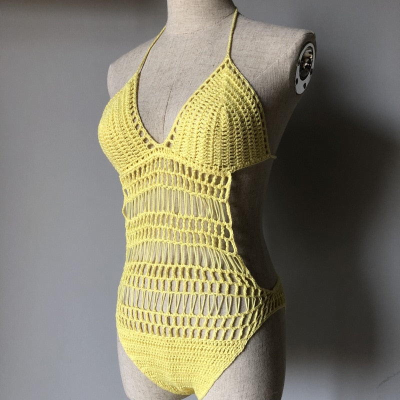 Boho Bikini Set Crochet Cover up, Lola Orange and Yellow