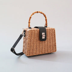 Boho Bag, Woven Straw Handbag, Rattan Maya Bamboo