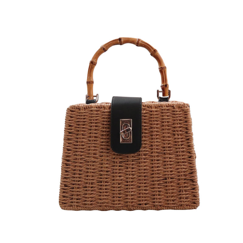 Boho Bag, Woven Straw Handbag, Rattan Maya Bamboo