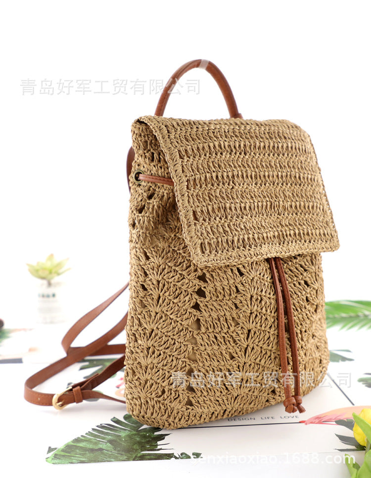 Boho Bag, Woven Rope Straw Bag,Yellow Backpack, Briege and Bag Beach Bag