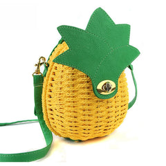 Boho Bag, Woven Straw Bag,  Rattan Bag, Yellow Pineapple