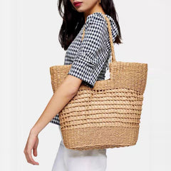 Boho Bag, Woven Straw Basket Bag, Rattan Bag, Brown Alana