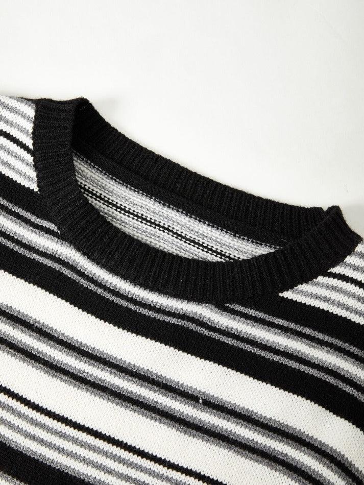 Vintage Striped Crew Neck Pullover Sweater