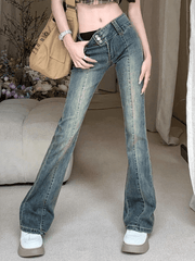 Vintage Wash Y2K Flare Jeans