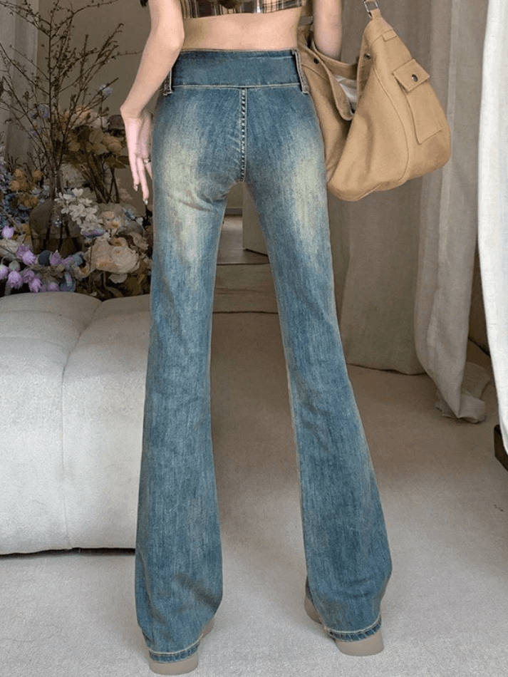 Vintage Wash Y2K Flare Jeans