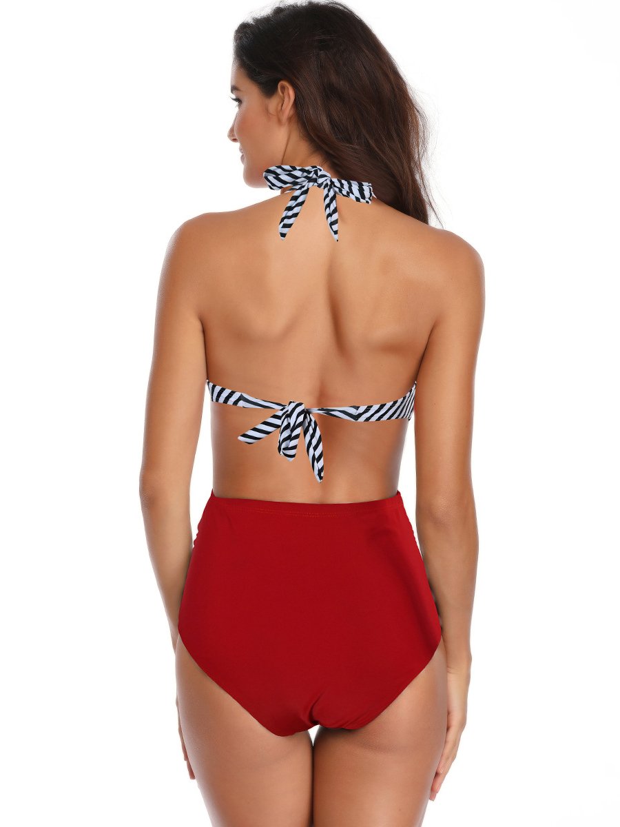 Bandage Print Backless Swimsuits