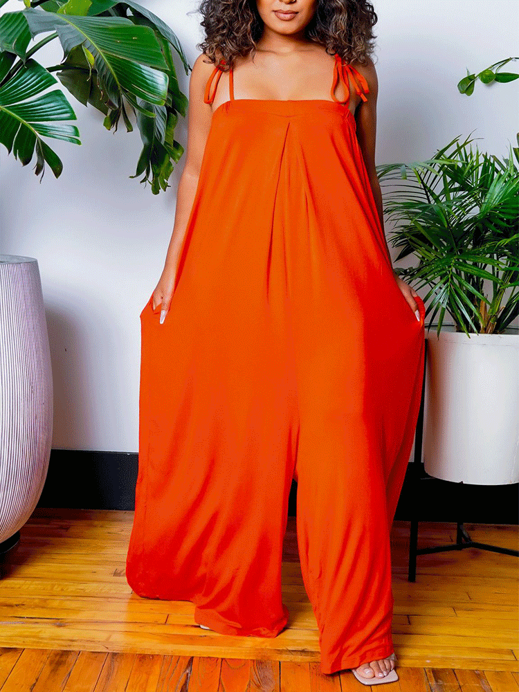 Casual Wide Leg Jumpsuit With Pockets