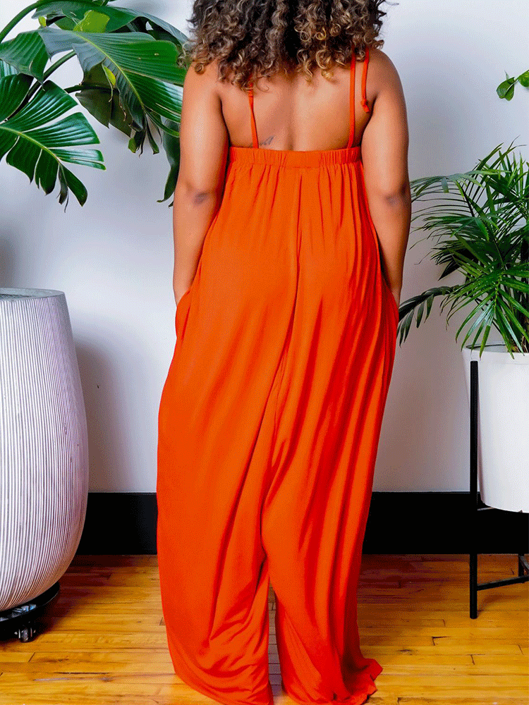 Casual Wide Leg Jumpsuit With Pockets