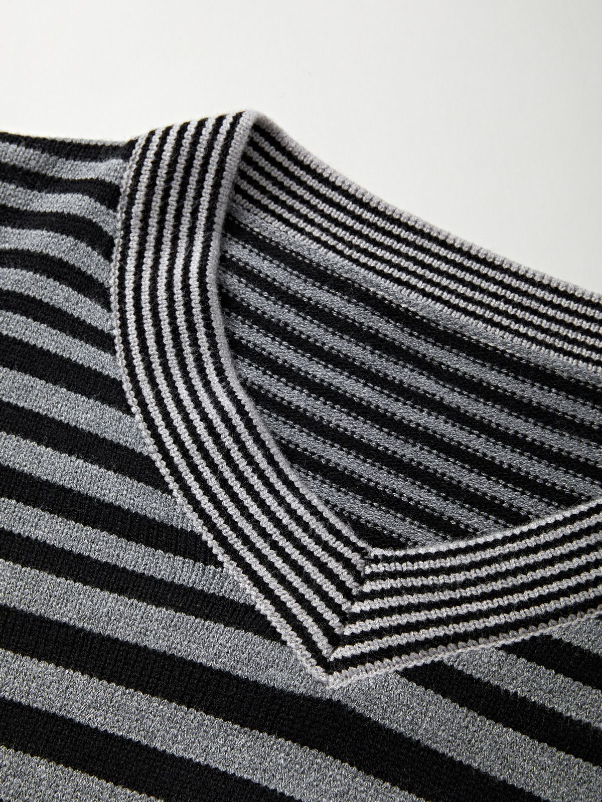 Patchwork Striped V Neck Long Sleeve Top