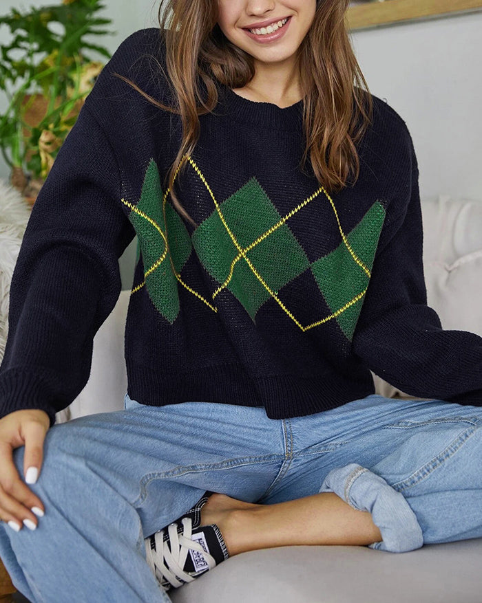 Vintage Argyle Pullover Sweater
