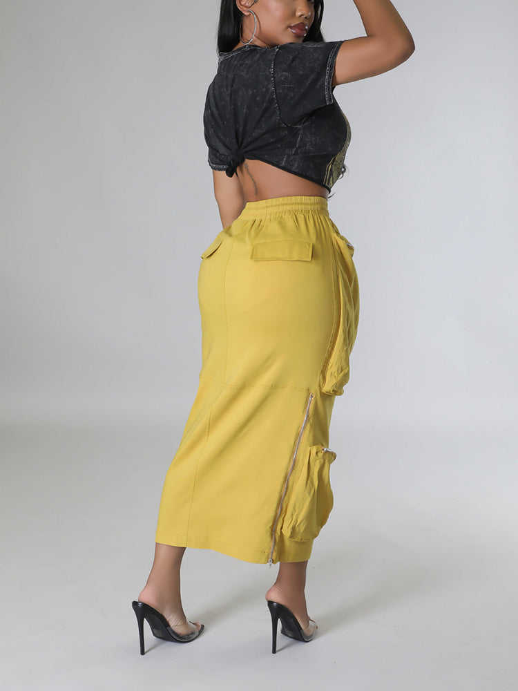 Cargo Pocket Zipper Skirt