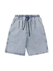 Men's Blue Wash Loose Fit Denim Shorts