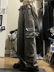 Green Wash Vintage Straight Cargo Jeans