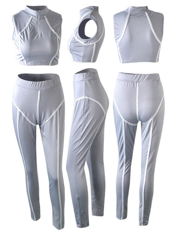 2 Piece Bodycon Sleeveless Top+Skinny Pants Sets