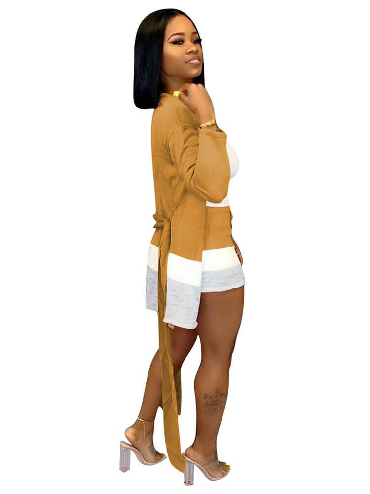 2 Piece Bodycon Cardigan Coat + Shorts Set