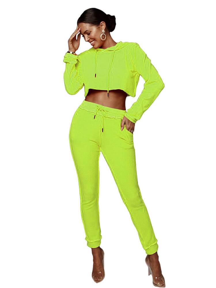 2 Pieces Long Sleeve Hoodies+Bodycon Pants Sets