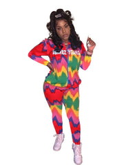 2 Piece Casual Multicolor Jacket+Sports Pants Sets