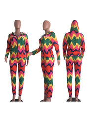 2 Piece Casual Multicolor Jacket+Sports Pants Sets