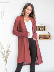 Solid Color Long Sleeved Open Front Cardigans
