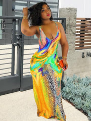 Plus Size Summer Multicolor Sleeveless Bodycon Tank Dress