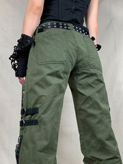 Metal Decor Zipper Cargo Jeans