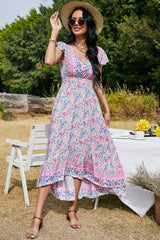 Boho Maxi Dress, Pink Wild Flower