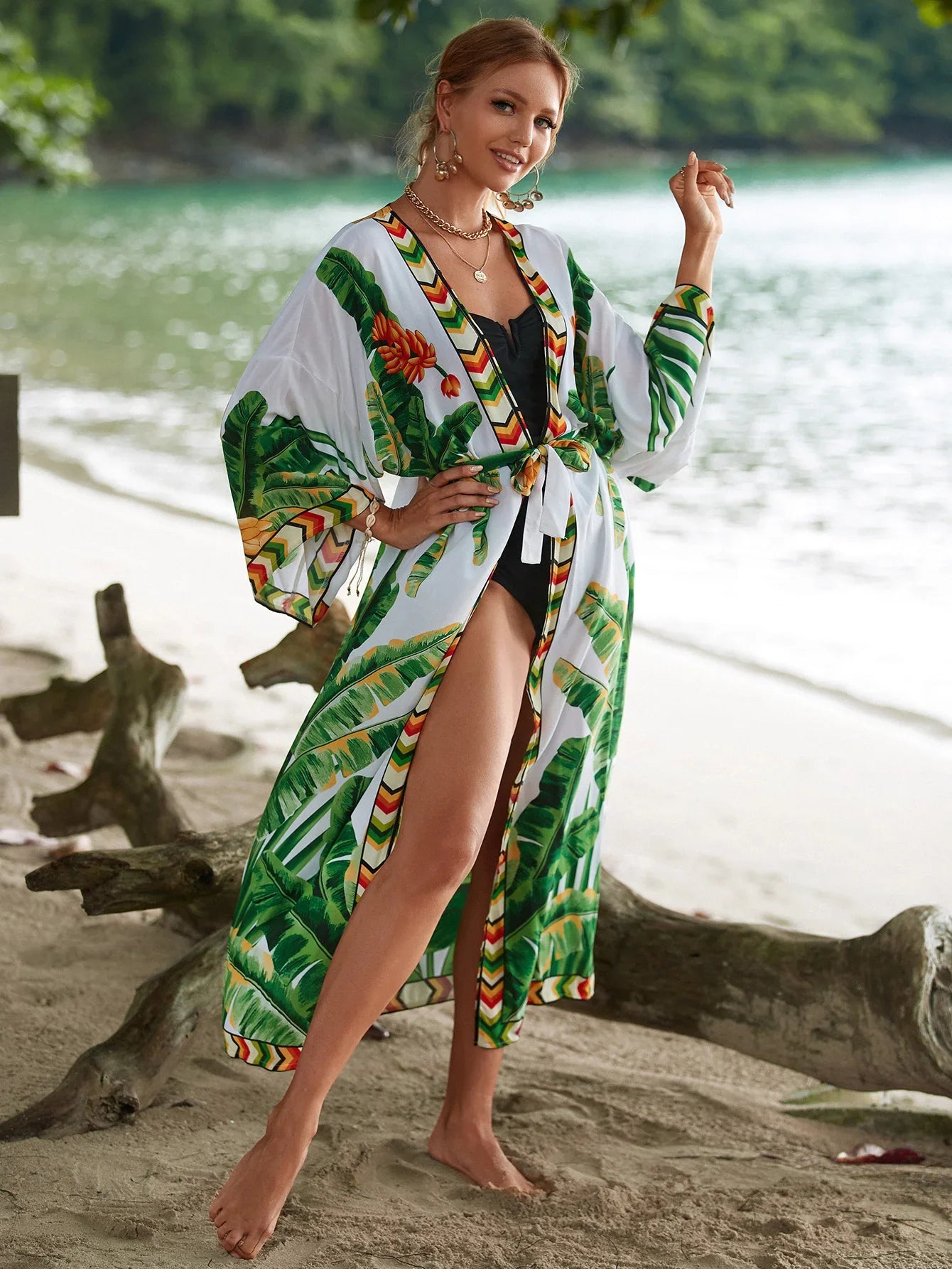 Beach Robe - Boho Robe - Summer Chic Cover-Up with Talulla Banana Leaf