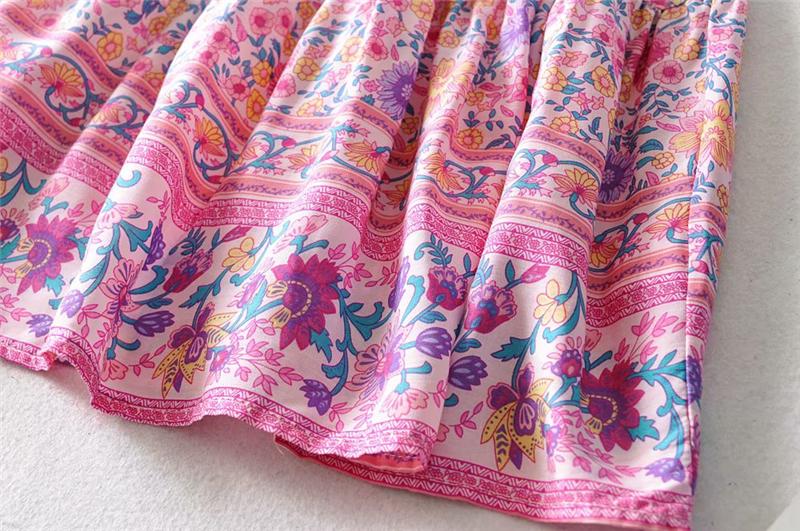 Boho Maxi Dress, Sundress, Wild Floral in Pink