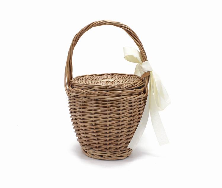 Boho Bag, Tattan Straw Bag, Mini Wicker Basket Bag, White Bow