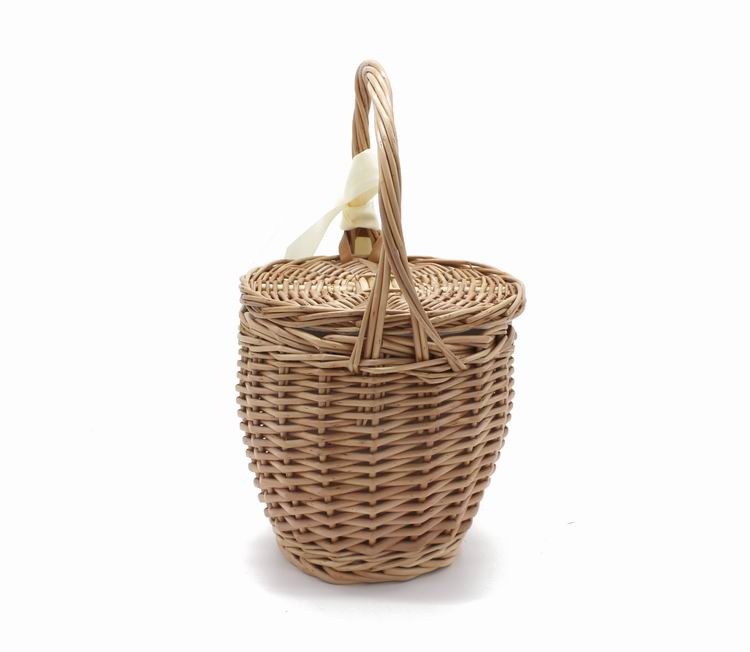 Boho Bag, Tattan Straw Bag, Mini Wicker Basket Bag, White Bow