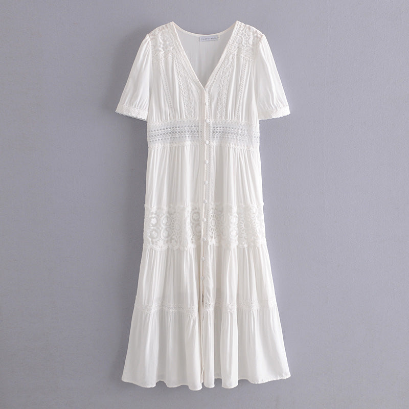 Boho Midi Dress, Embroidered Dress, Victoria White Lace
