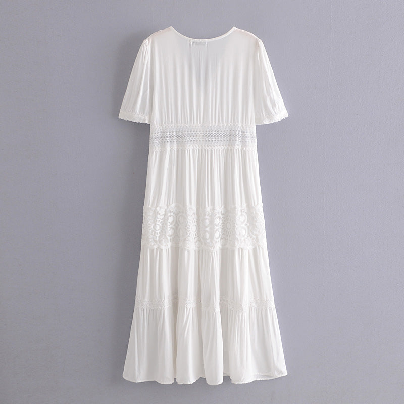 Boho Midi Dress, Embroidered Dress, Victoria White Lace