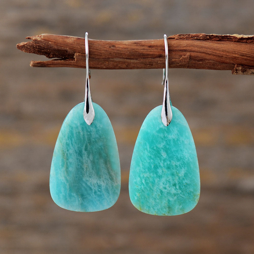 Boho Earrings, Dangle Earrings,  Mint Amazonite