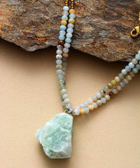 Boho Necklace, Bijou  Amazonite Beaded Choker