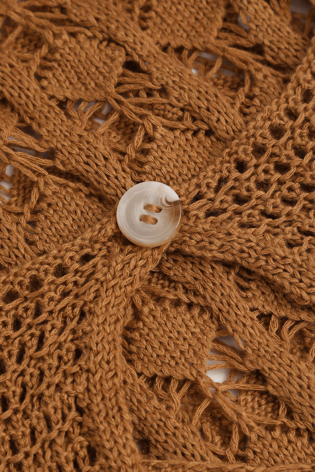 Tassel Hem Crochet Knit Cover-Up Dress