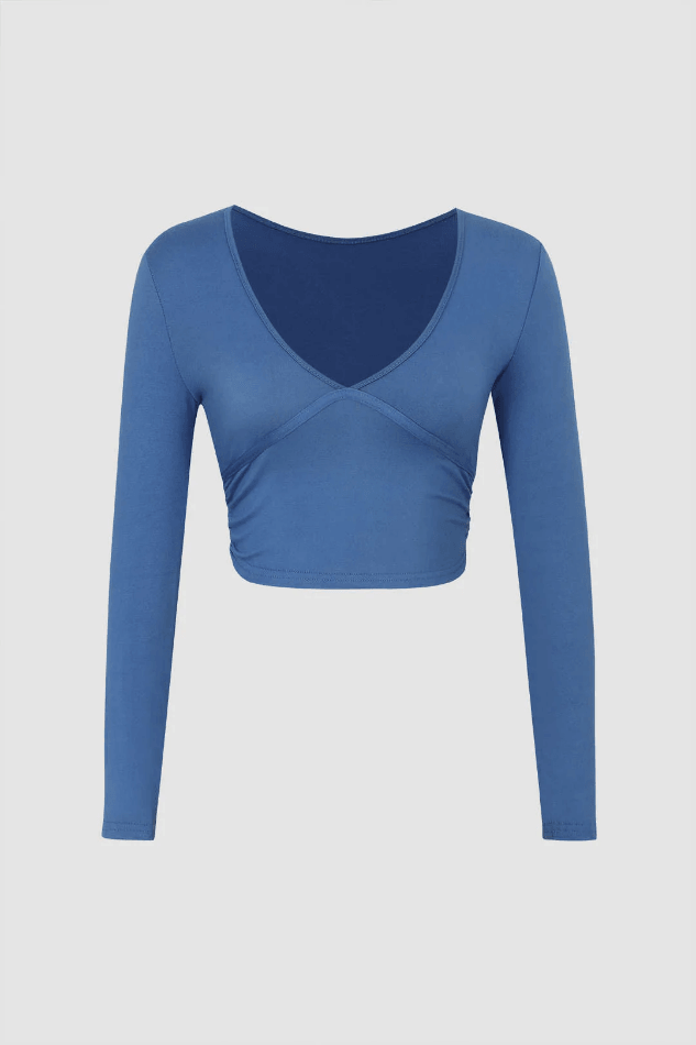 V-neck Long Sleeve Crop Top