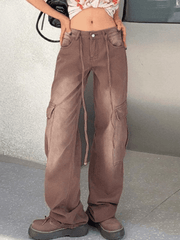 Vintage High Rise Loose Tie Jeans