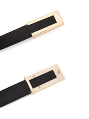 Simple C-shape Metal Buckle Decor Leather Belt