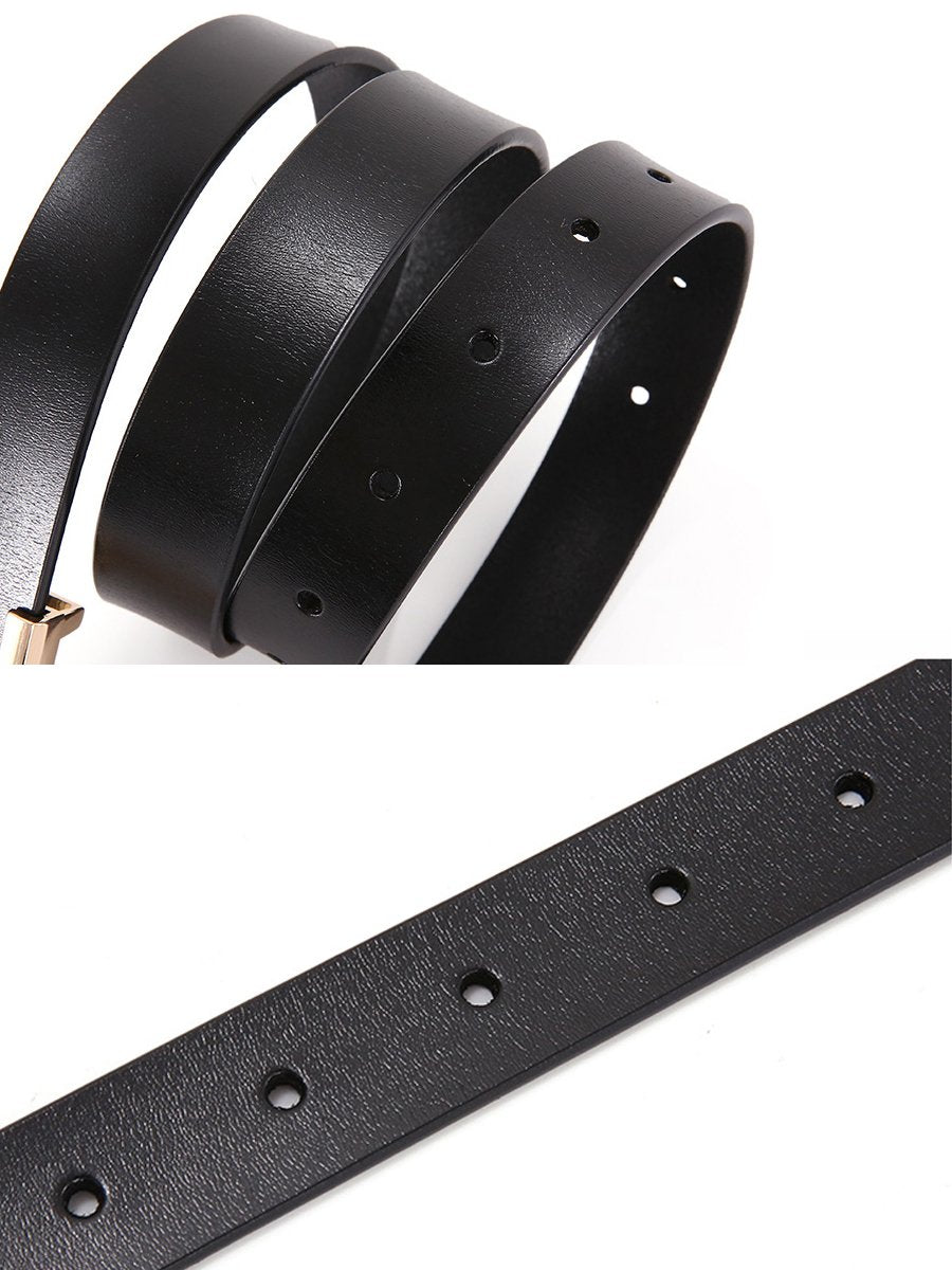 Simple C-shape Metal Buckle Decor Leather Belt