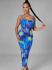 Print Halter Neck Long Dress