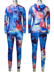 2 Piece Tie Dyed Hoodie+Pants Sets Tracksuits