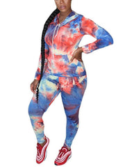 2 Piece Tie Dyed Hoodie+Pants Sets Tracksuits